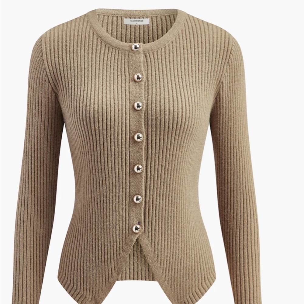 Commense Button Down Split Cardigan - Picture 2 of 3